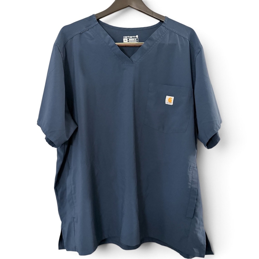 Carhartt Mens 2XL Scrub Top  Navy Blue Modern Fit V-Neck C16410